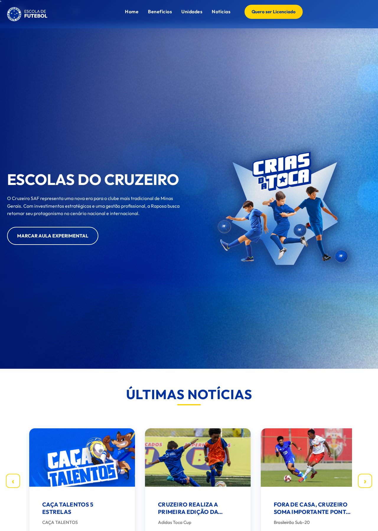 Site entregue para Cria do Cruzeiro