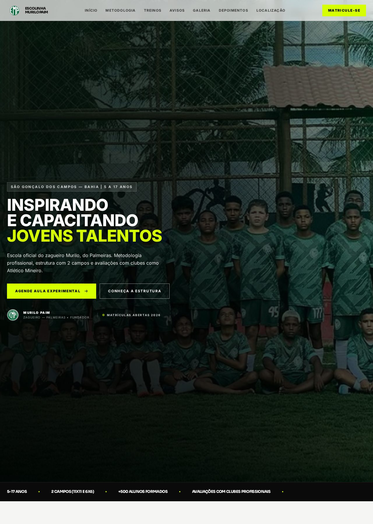 Site entregue para Escolinha Murilo Paim